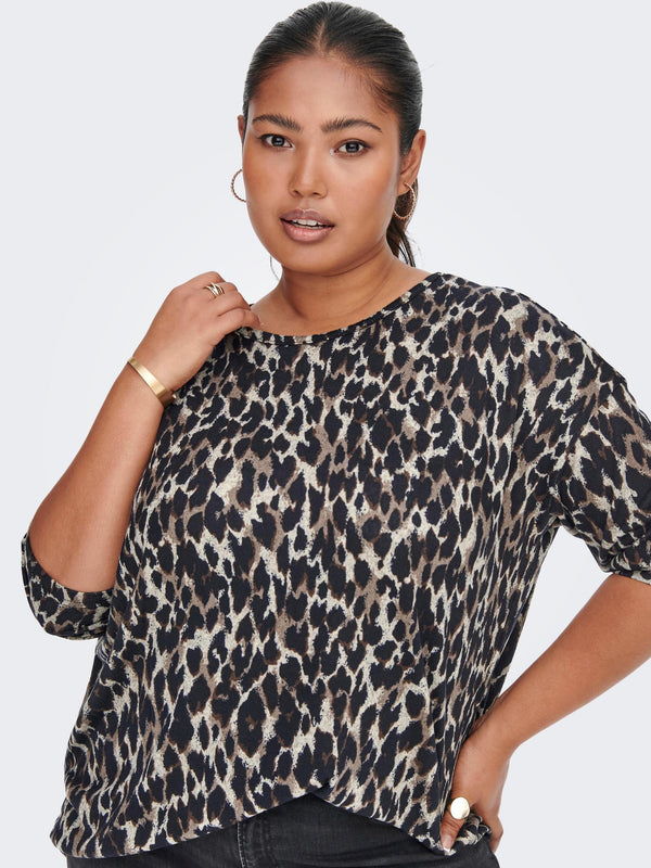 Only Carmakoma Caralba 3/4 Curvy Top-TAUPE