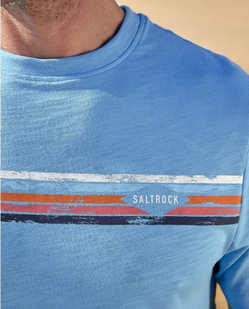 Saltrock Mens Taped Stripe T-Shirt-BLUE