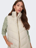 JDY Finno Ladies Long Padded Bodywarmer-MOONBEAM