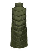 JDY Finno Ladies Long Padded Bodywarmer-FOREST GREEN