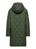 JDY Valeri Ladies Quilted Long Jacket-FOREST GREEN
