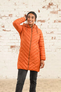 Lighthouse Laurel Mid Length Insulated Coat-BURNT ORANGE