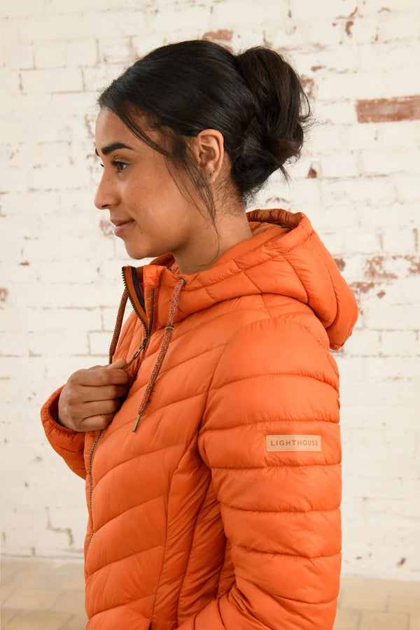 Lighthouse Laurel Mid Length Insulated Coat-BURNT ORANGE