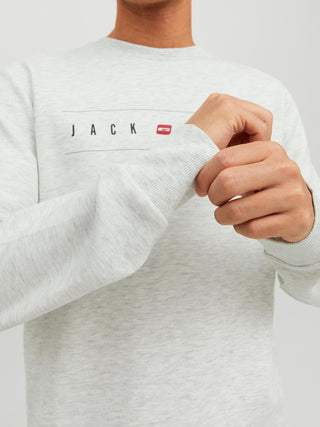 Jack & Jones JJFLAG Sweat Crew Neck-WHITE