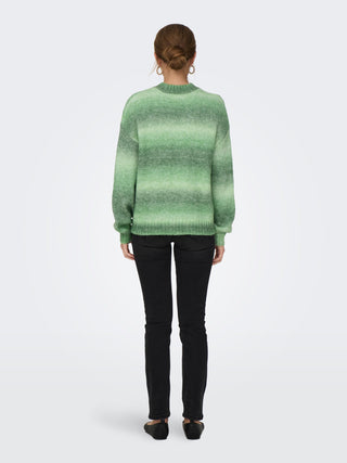 JDY Ulla Long Sleeve High Neck Cable Knit Pullover-GREEN