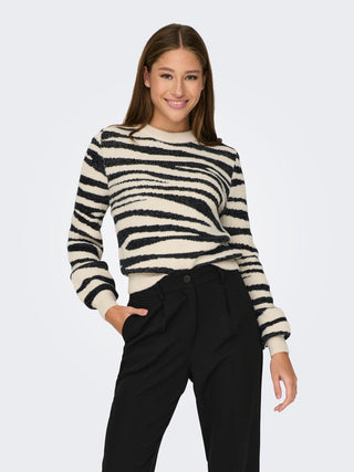 JDY Lorraine Long Sleeve Pullover Knit-CEMENT