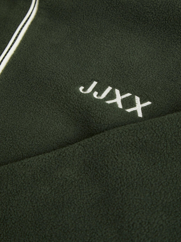 JJXX Celia Long Sleeve Relaxed Half Zip Fleece-GREEN
