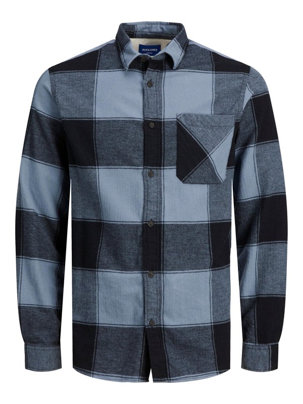 Jack & Jones Owen Long Sleeve Check Comfort Shirt-NAVY BLAZER