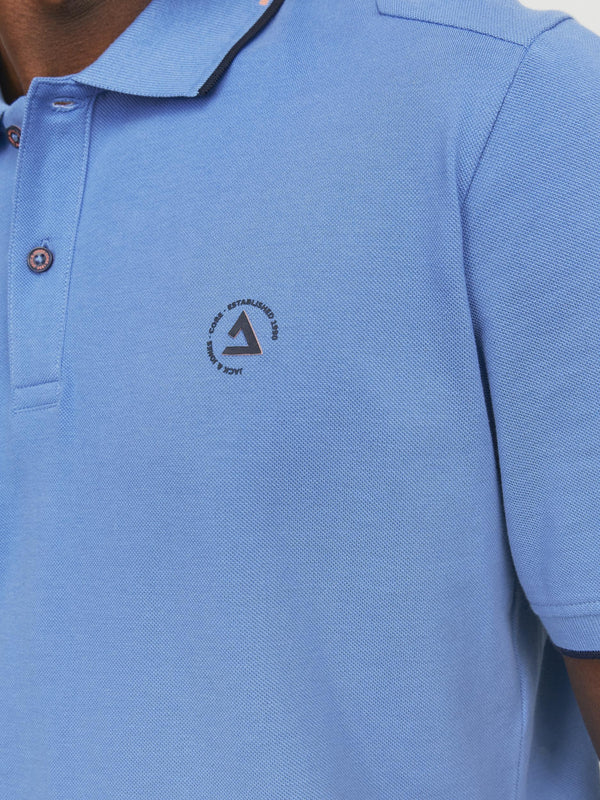 Jack & Jones Hass Logo Short Sleeve Polo-PACIFIC