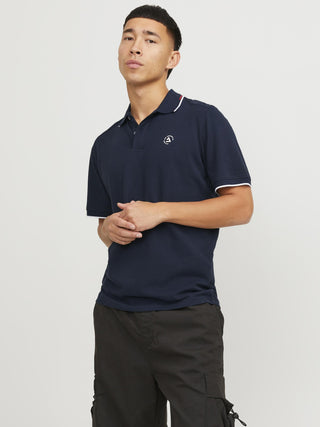 Jack & Jones Hass Logo Short Sleeve Polo-NAVY BLAZER