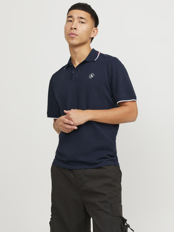Jack & Jones Hass Logo Short Sleeve Polo-NAVY BLAZER - Borderland Muff