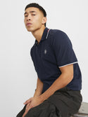 Jack & Jones Hass Logo Short Sleeve Polo-NAVY BLAZER - Borderland Muff