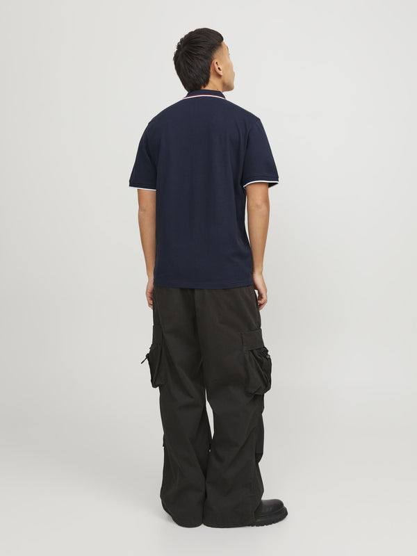 Jack & Jones Hass Logo Short Sleeve Polo-NAVY BLAZER - Borderland Muff
