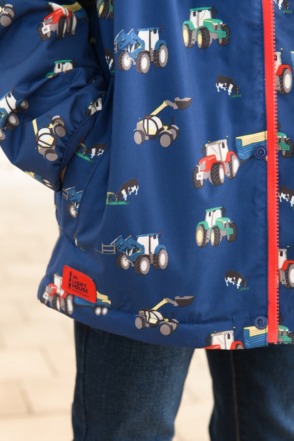 Lighthouse Kids Finlay Waterproof Jacket With All Over Print-NAVY