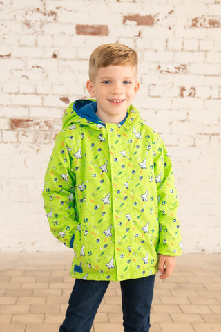 Lighthouse Kids Finlay Waterproof Jacket With All Over Print-LIME